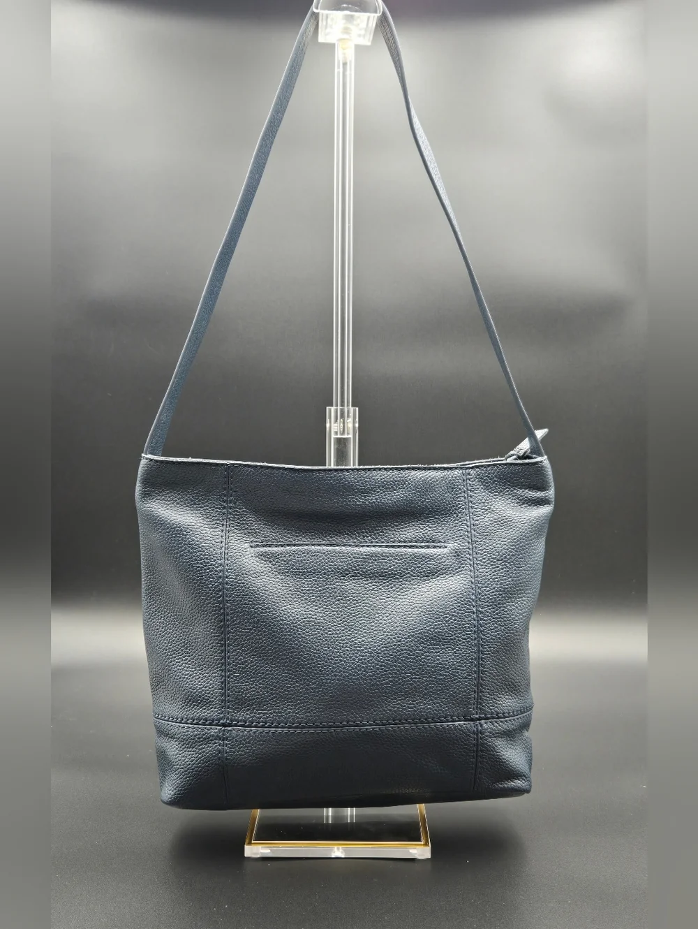 The Sak Navy Blue Pebbled Leather Shoulder Bag - Minimalist Hobo